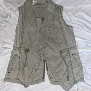MAX JEANS | Olive Utility Drape Front Vest | M